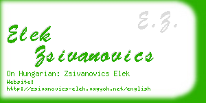 elek zsivanovics business card